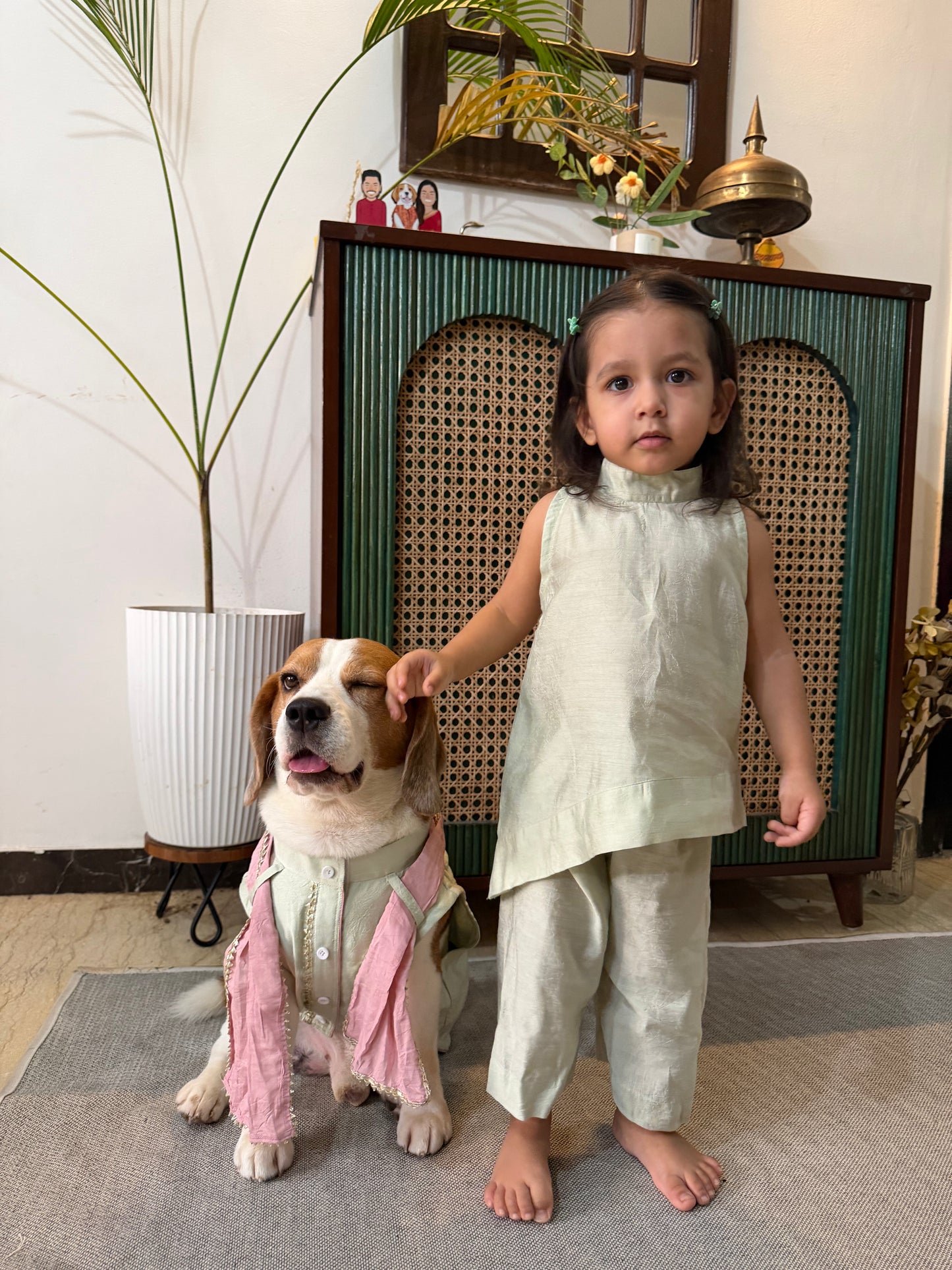 Teal Halter Kurta Twinning Set