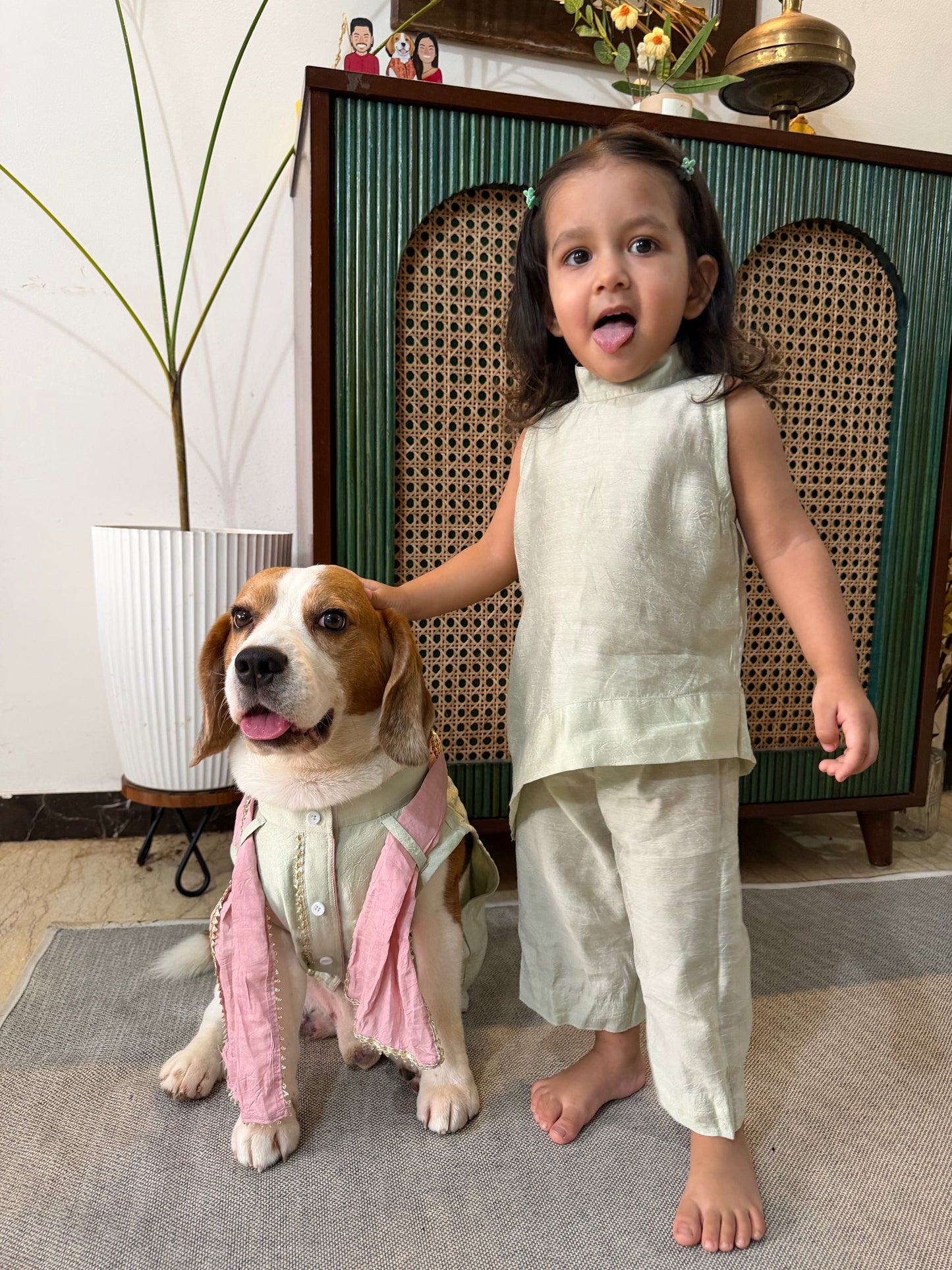Teal Halter Kurta Twinning Set
