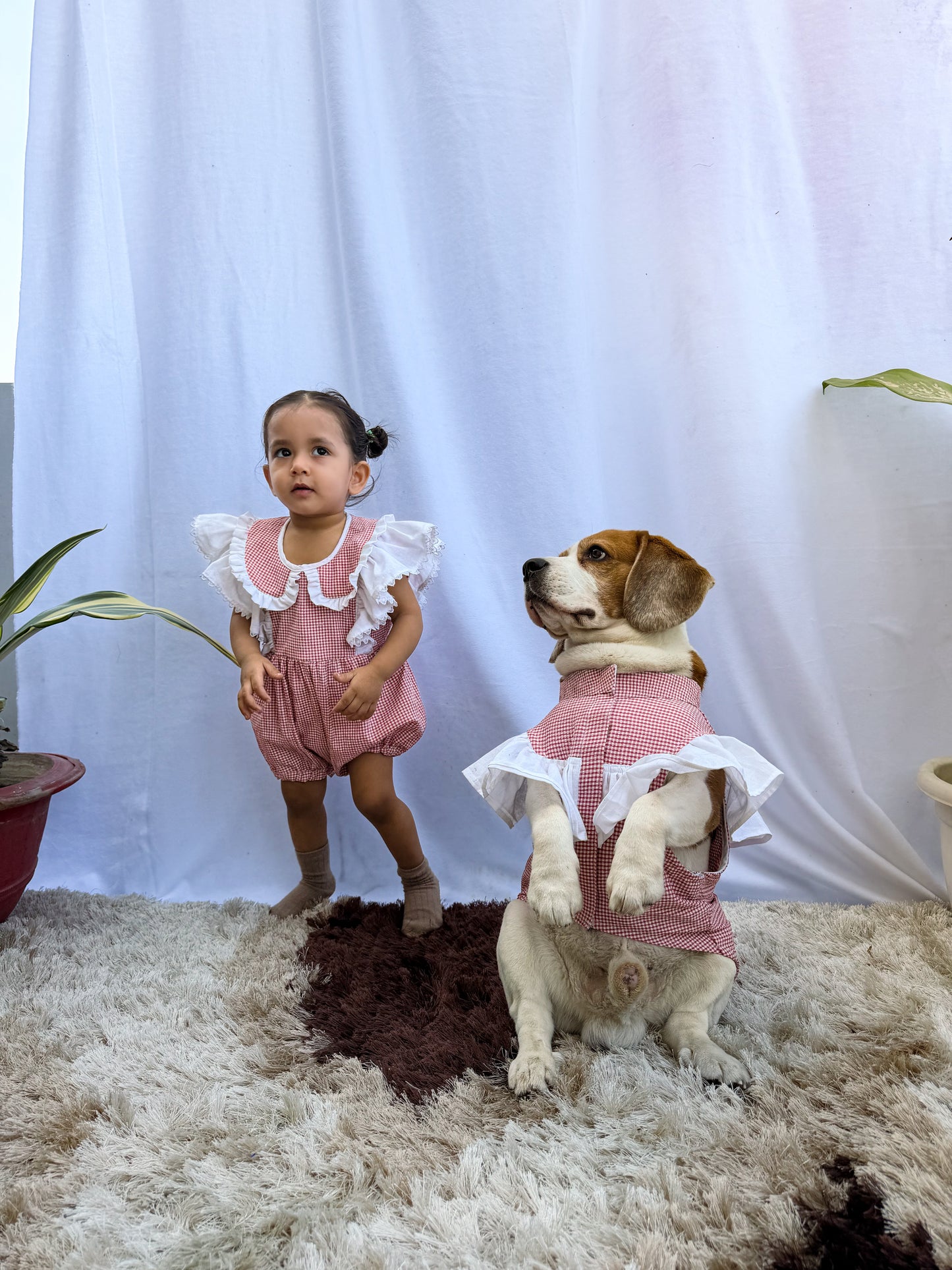 Red Gingham Twinning Set