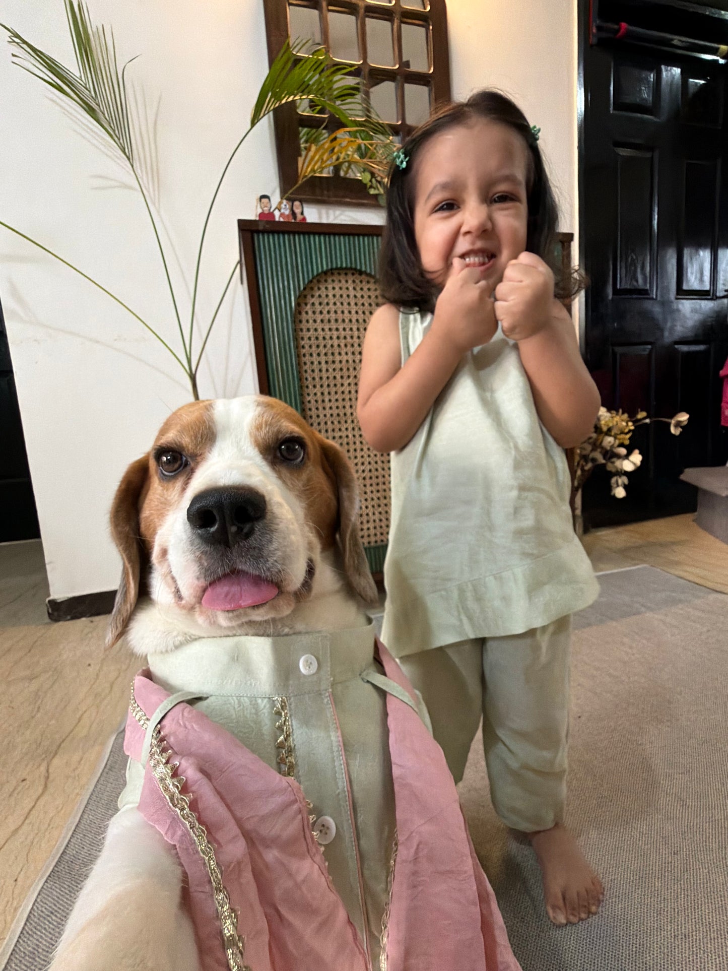 Teal Halter Kurta Twinning Set