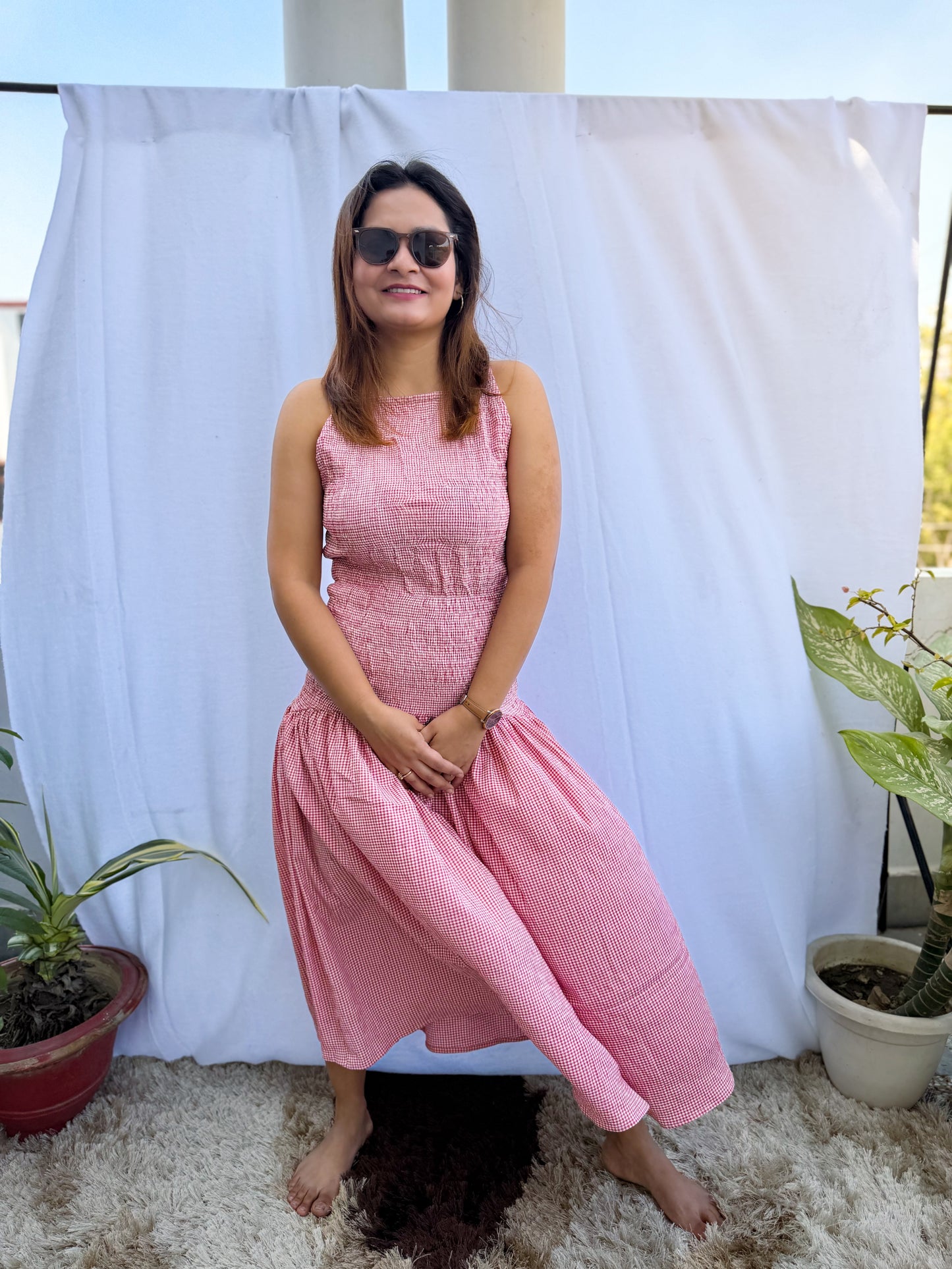 Red Ruched Dress