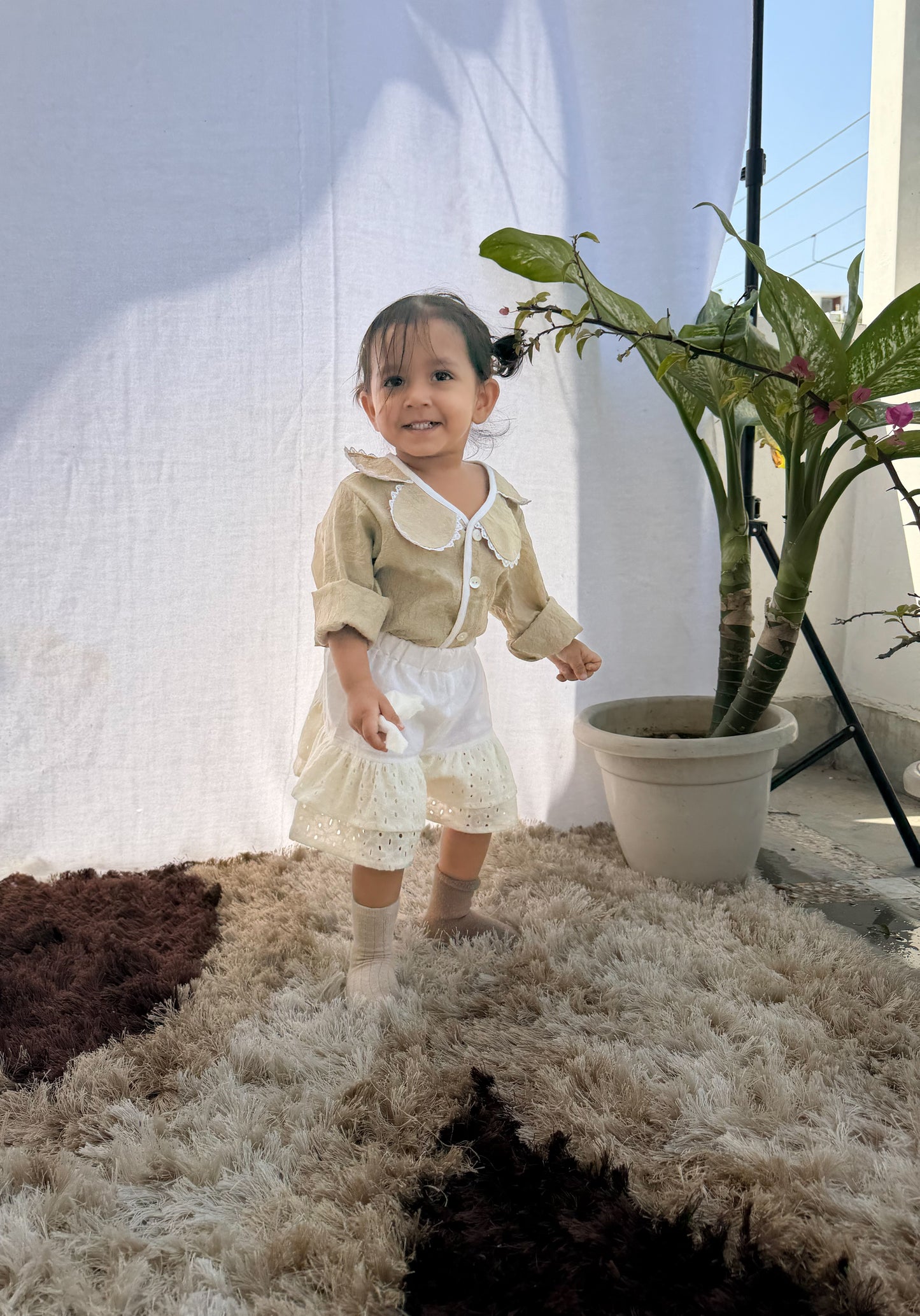 Beige Scalp Shirt Co-ord Set