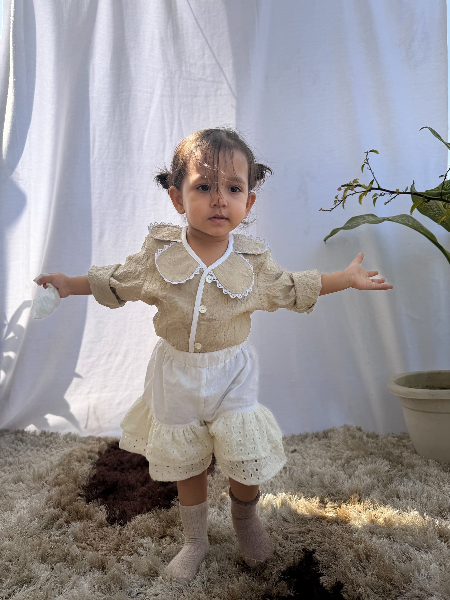 Beige Scalp Shirt Co-ord Twinning Set