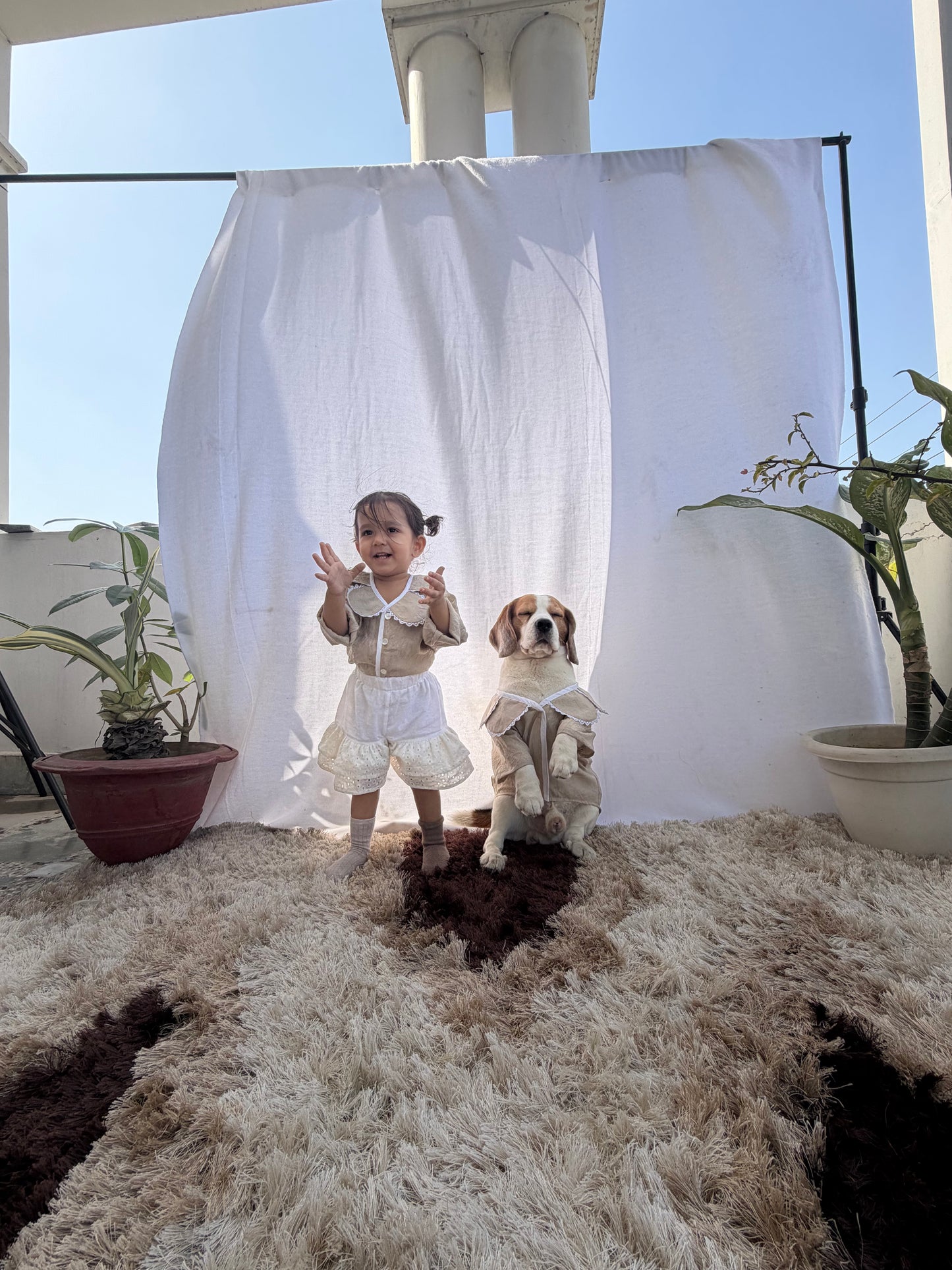 Beige Scalp Shirt Twinning Set