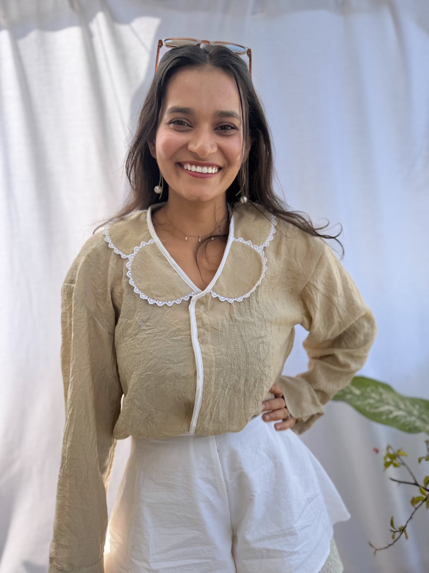 Beige Scalp Shirt Co-ord Twinning Set
