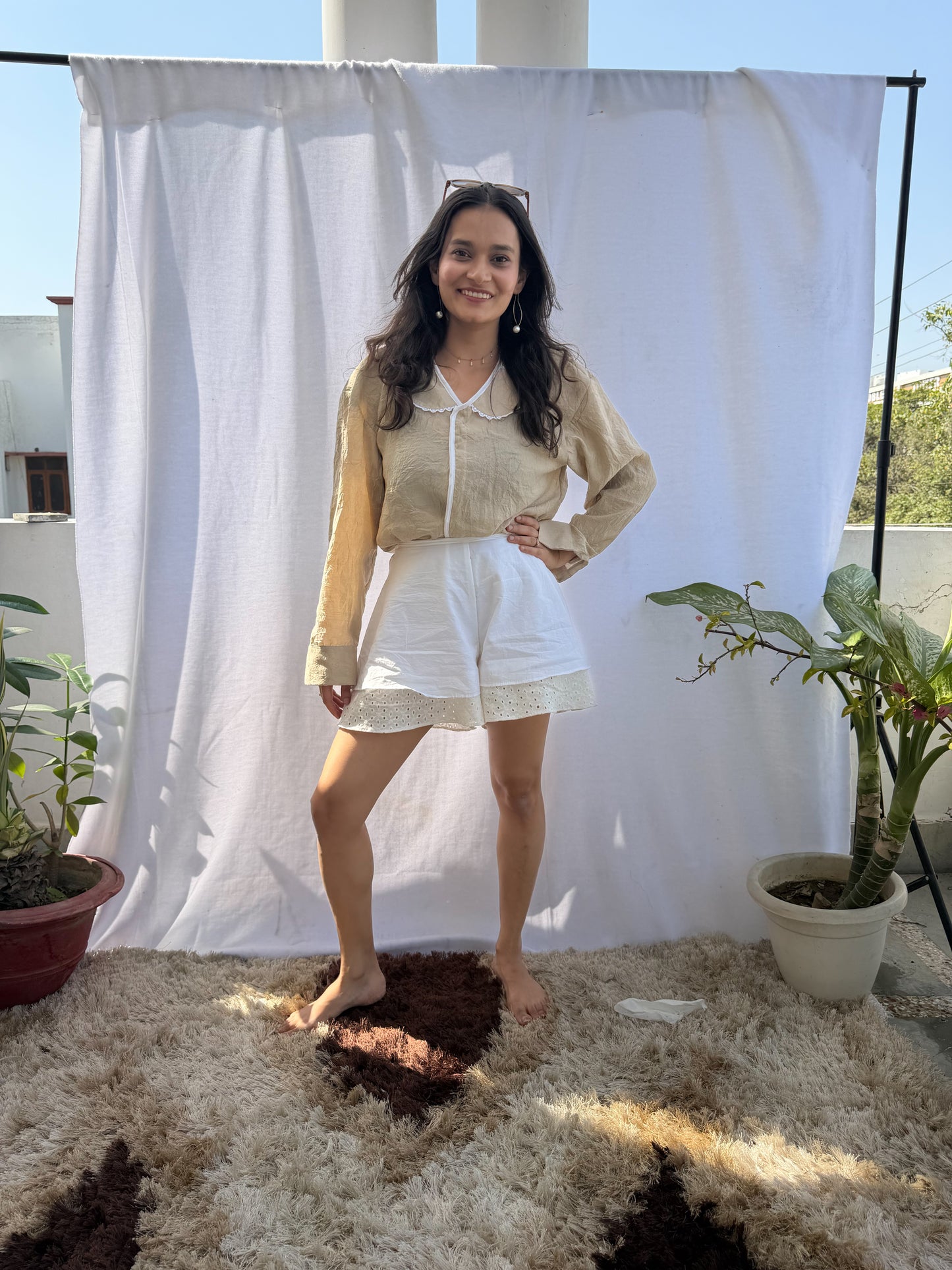 Beige Scalp Shirt Co-ord Twinning Set