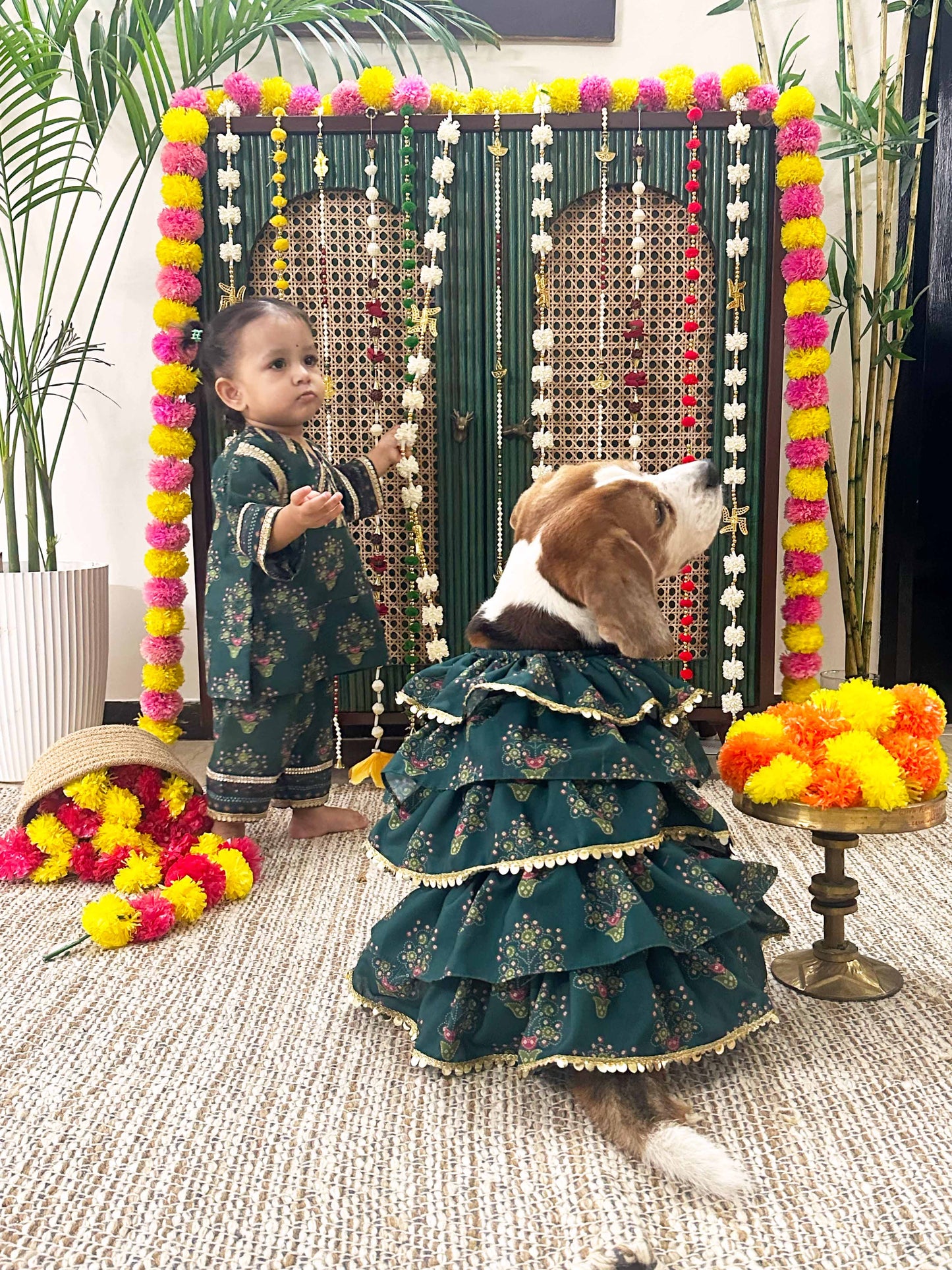 Green Floral Kurta dress Twinning set