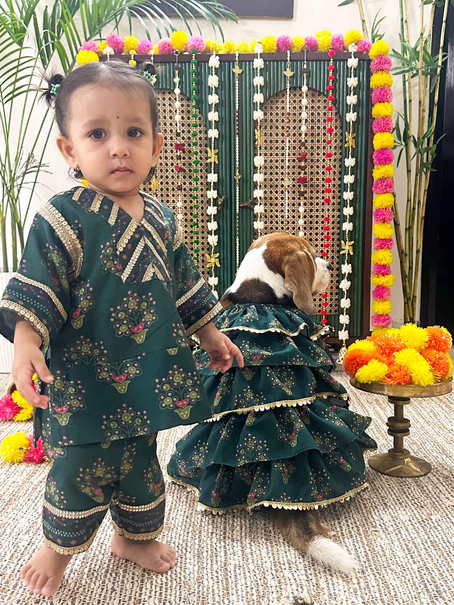 Green Floral Kurta dress Twinning set