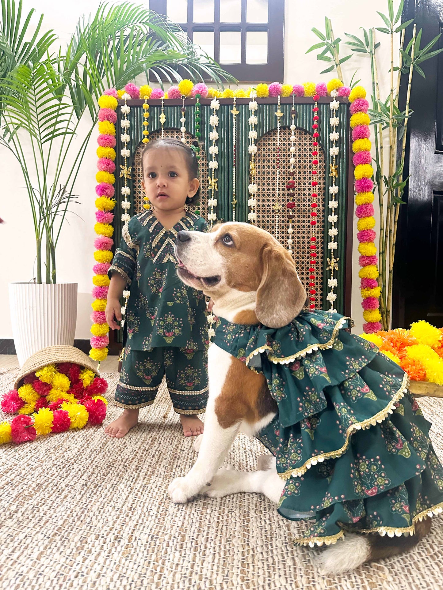 Green Floral Kurta dress Twinning set