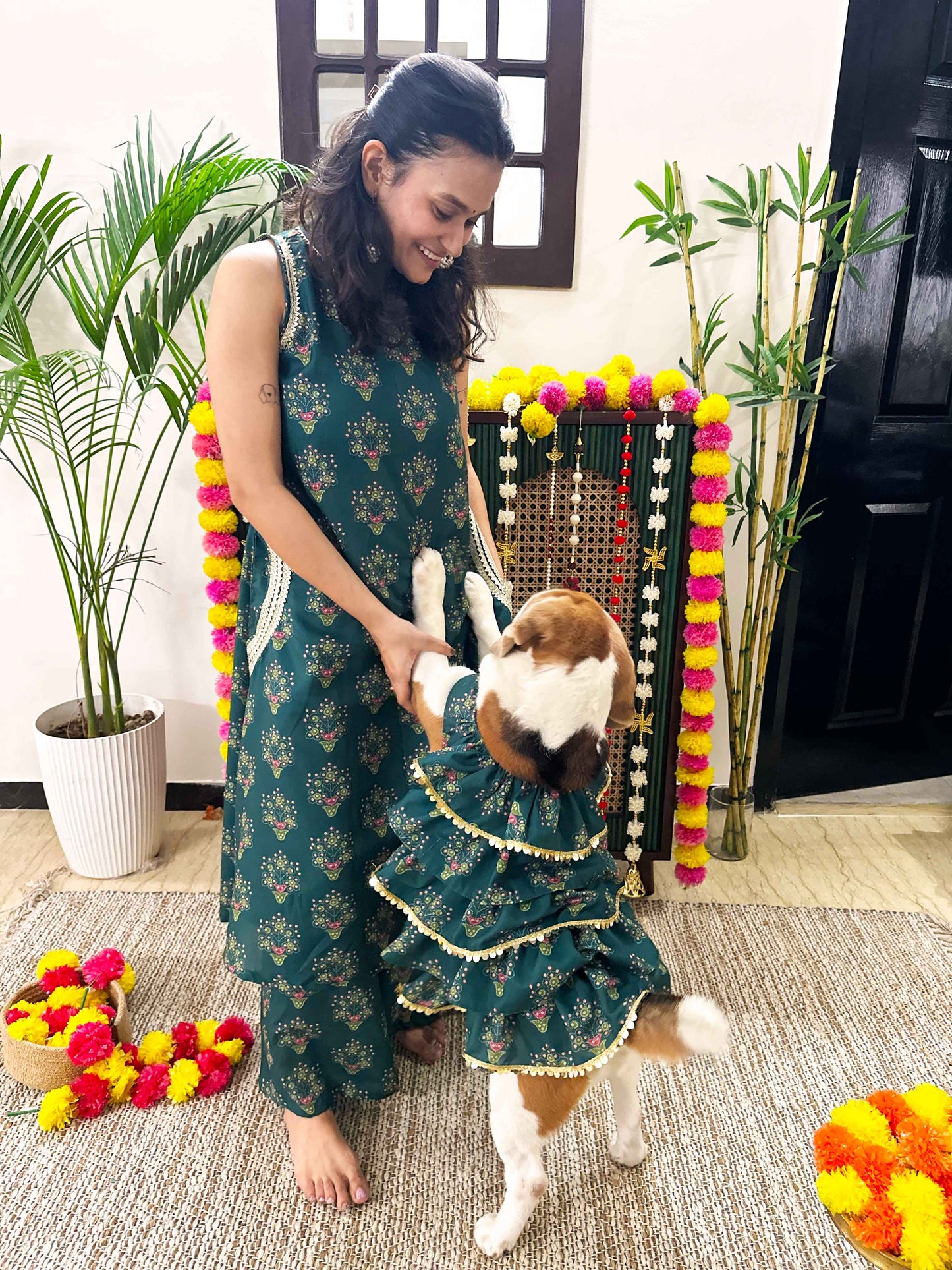 Green Halter Kurta Twinning Set