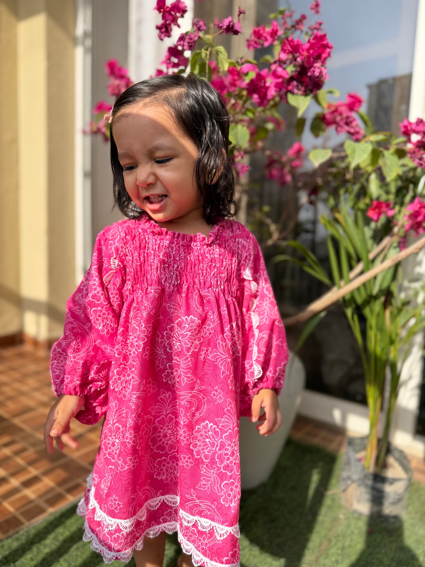 Pink Floral Dress Twinning Set