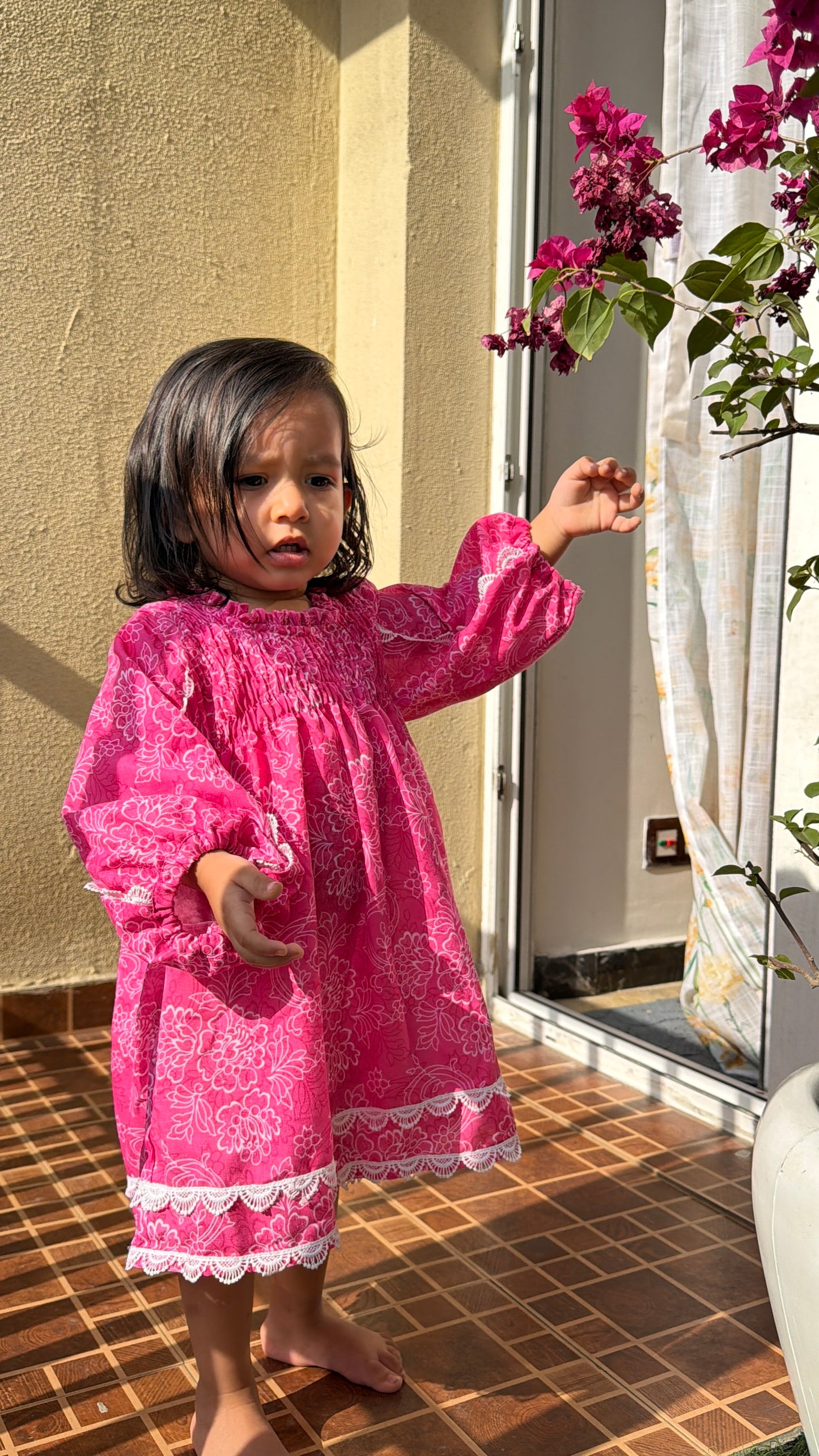 Pink Floral Dress Twinning Set