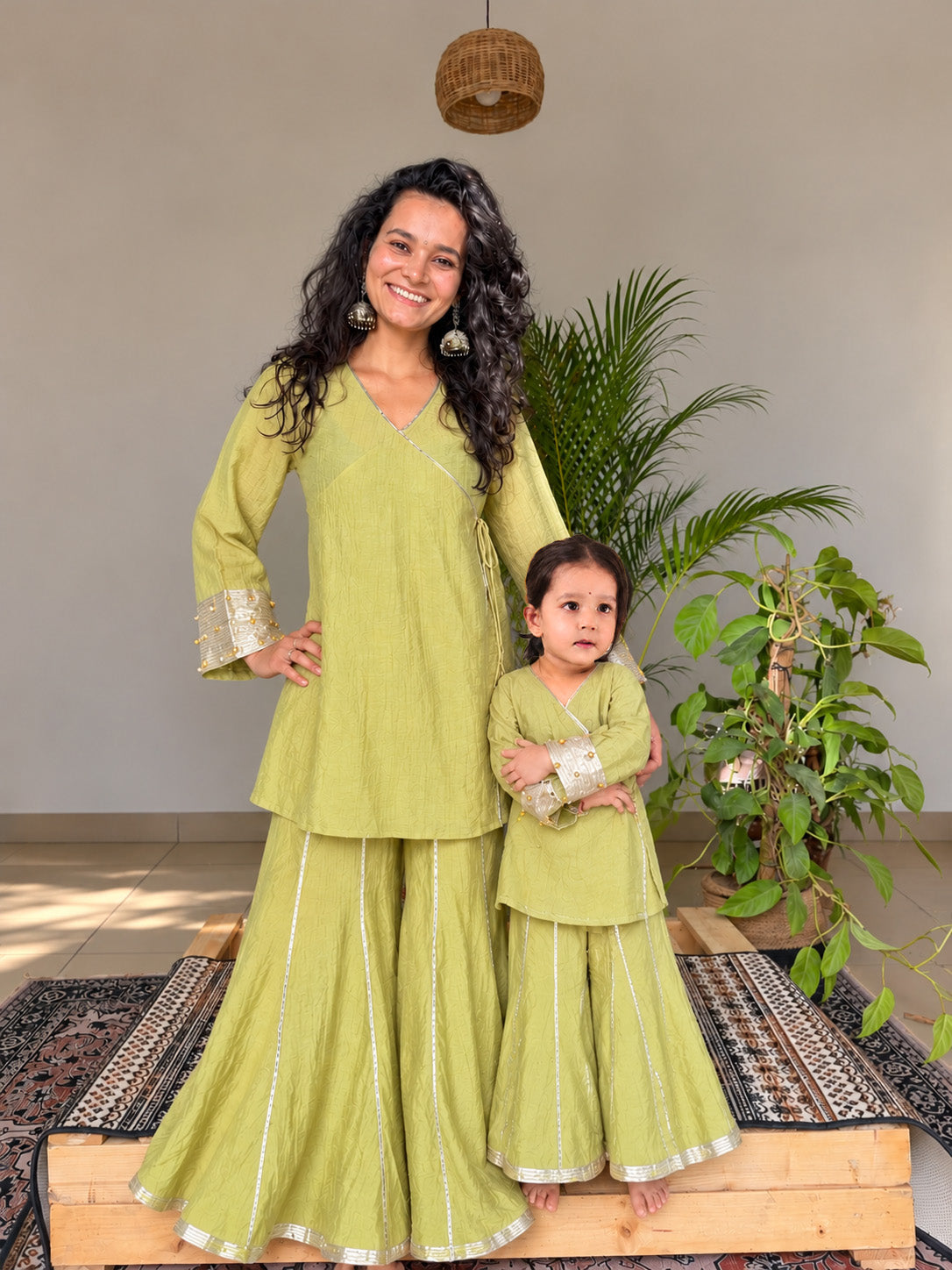 Green Angrakha Sharara Twinning set