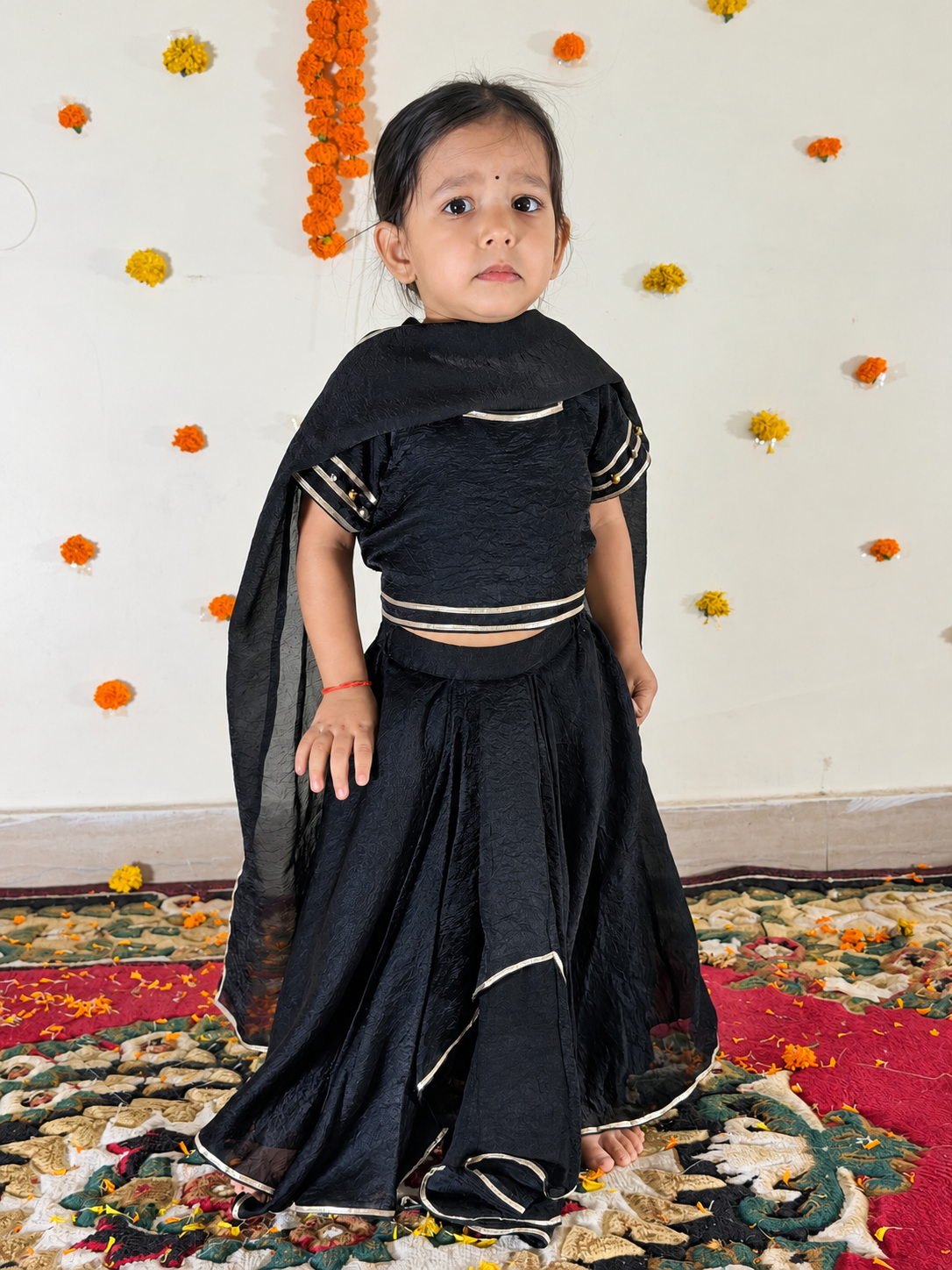 Black Drape Skirt set