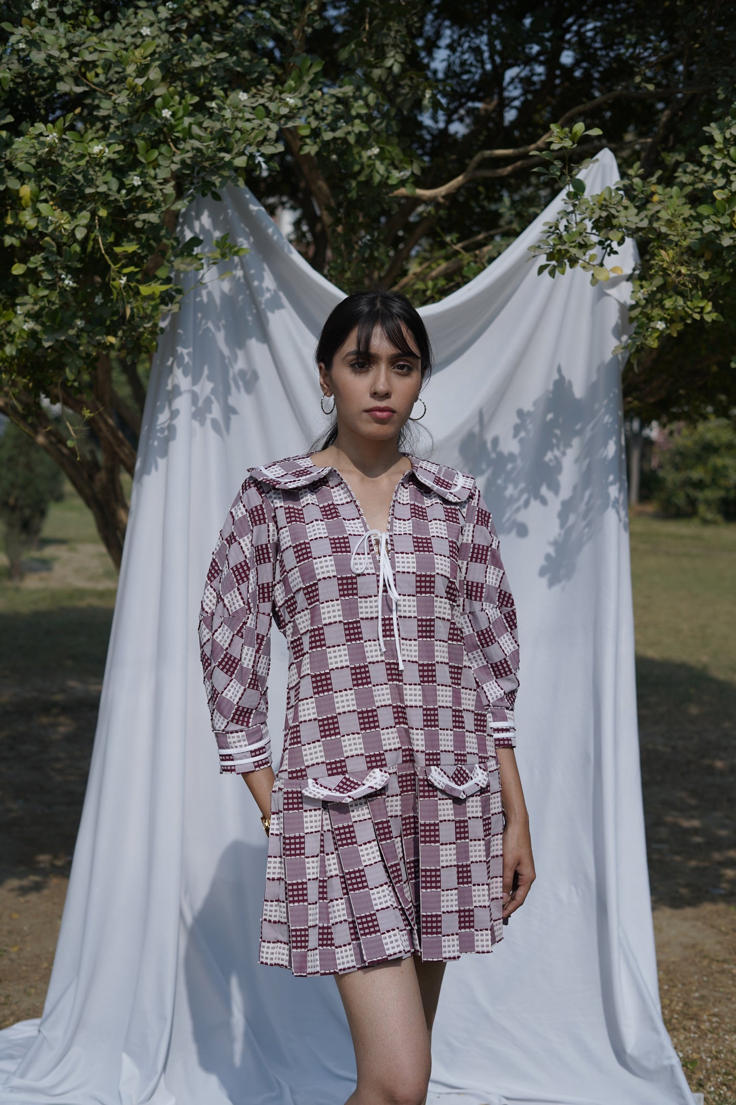 Red Checked Twinning Set