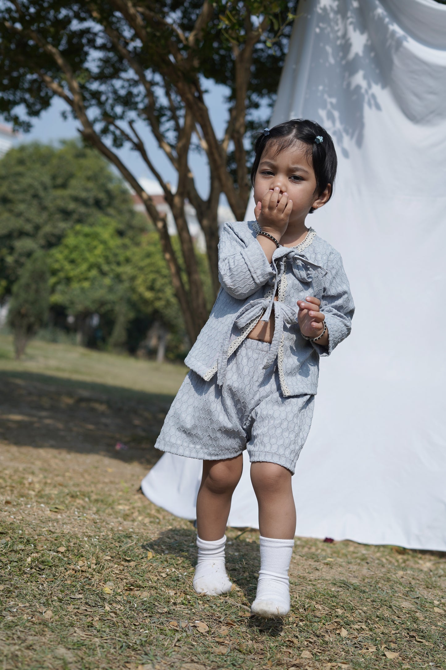 Grey Tie-Up Co-ord set