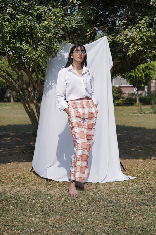 Peach Checked Pant set