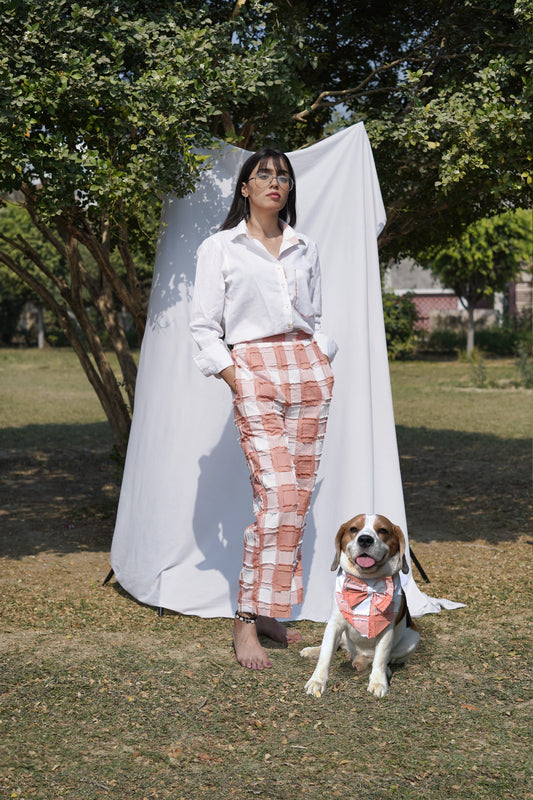 Peach Checked Twinning Set