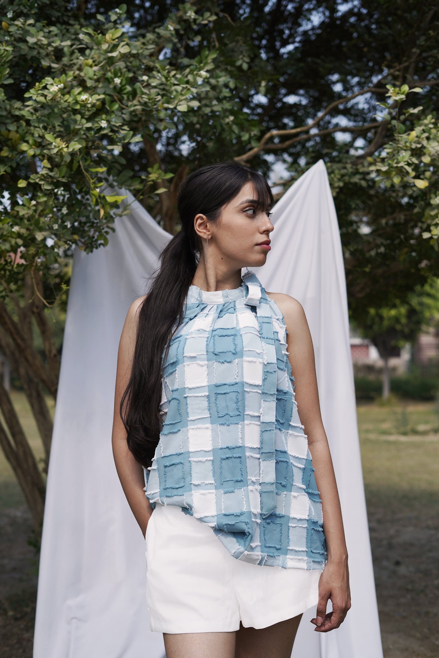 Teal Checked Twinning Set