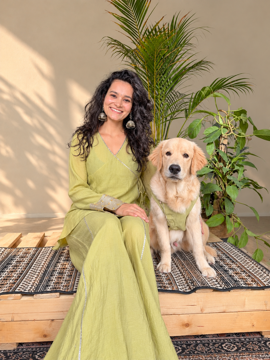 Green Angrakha Sharara Twinning set