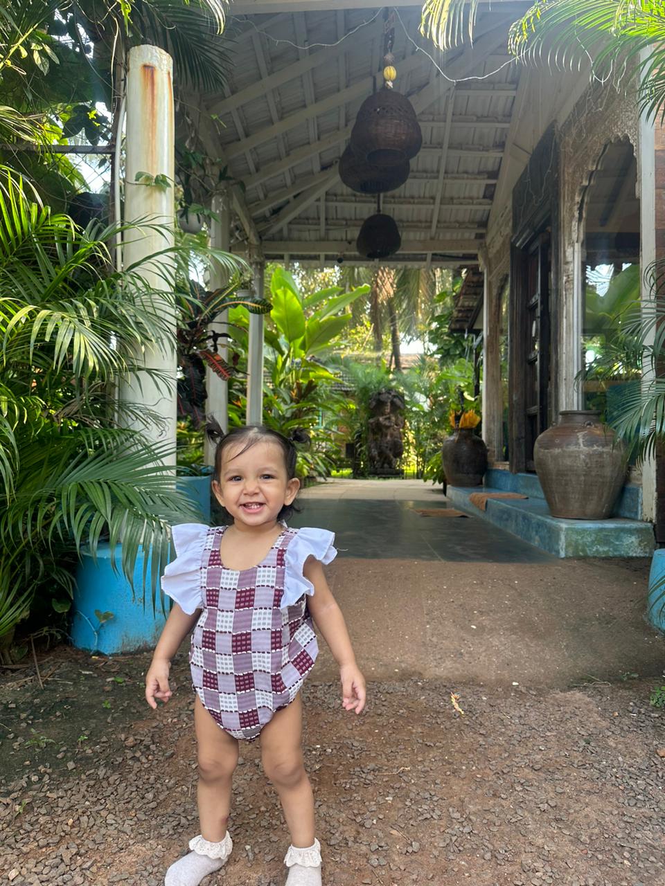 Red Checked Cap Twinning Set