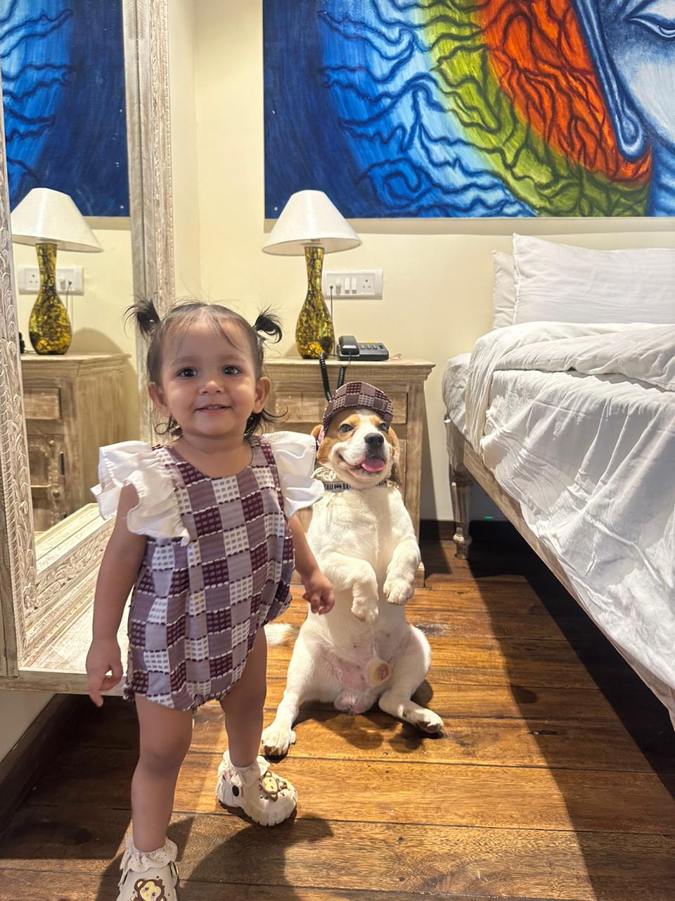 Red Checked Cap Twinning Set