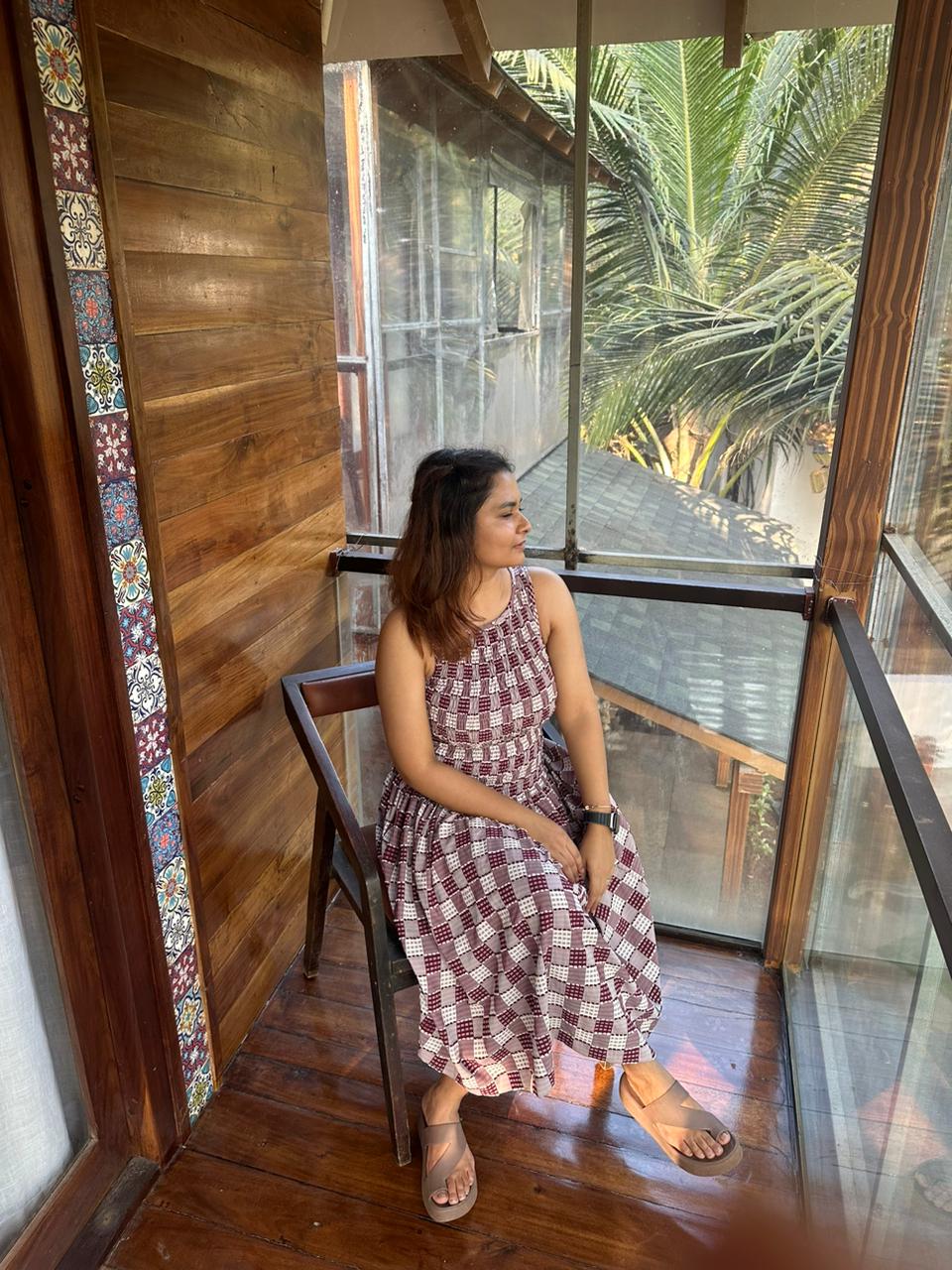 Red checked Rushed Dress