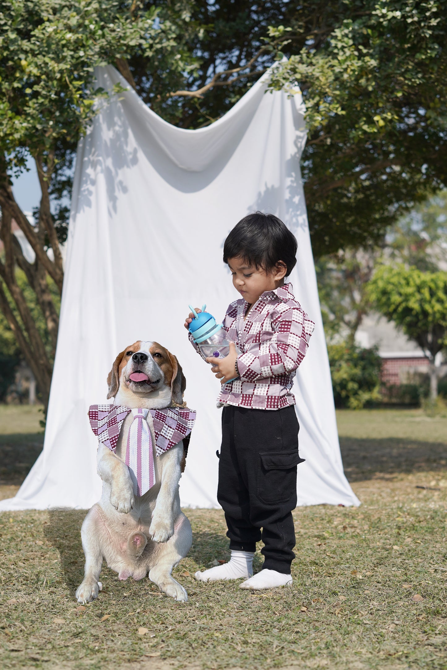 Red Checked Twinning Set