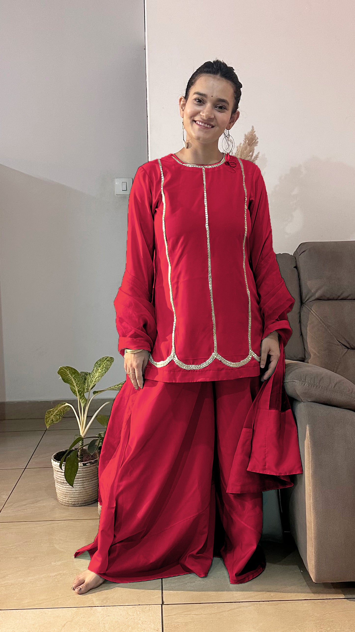 Red Pakistani Sharara Set