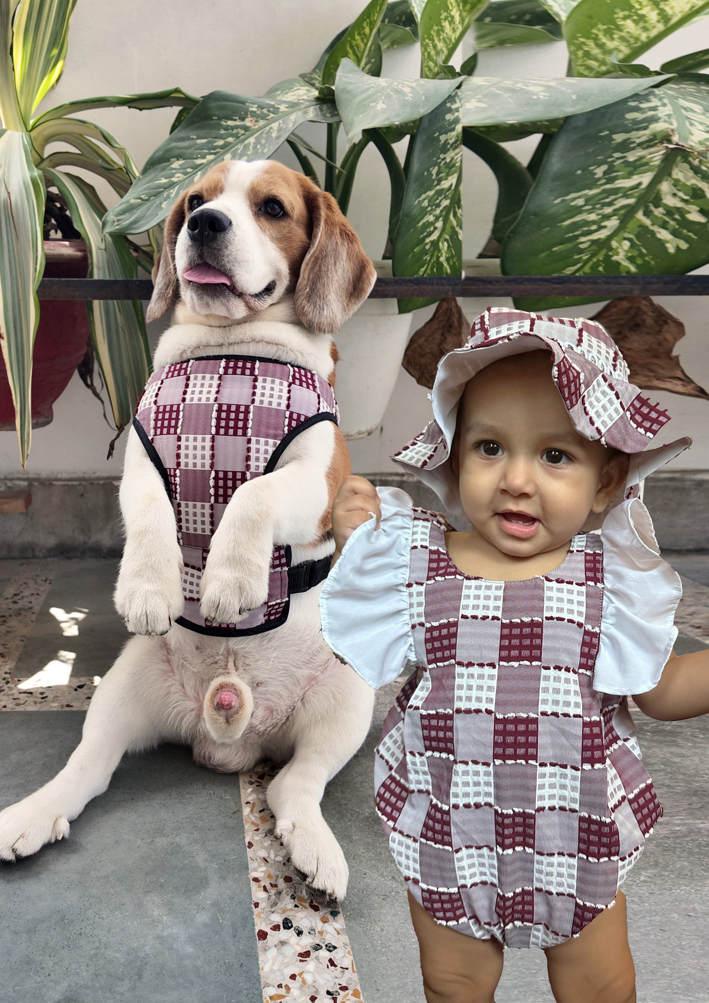 Red Checked Harness Twinning Set