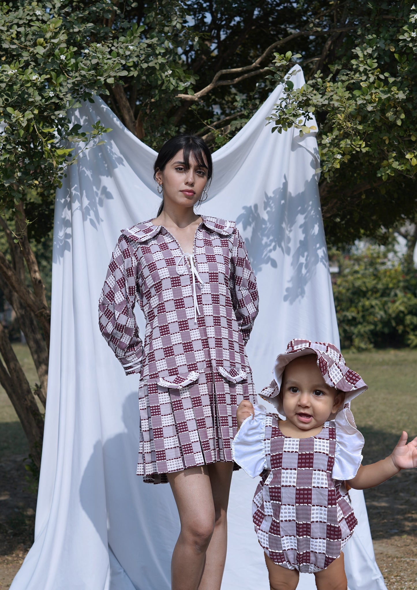 Red Checked Dress Twinning Set